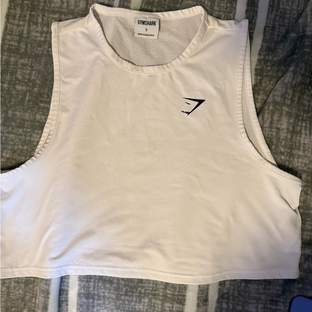 Gymshark White Sleeveless Muscle Tee Crop
